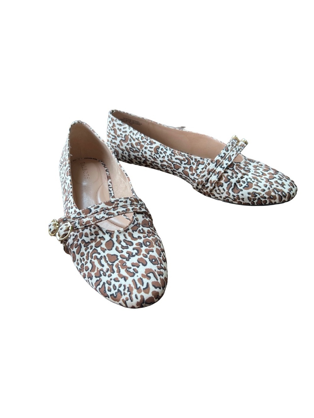 🐆 Talbots Leopard-Print Mary Jane Flats in Brown and Cream Size 9